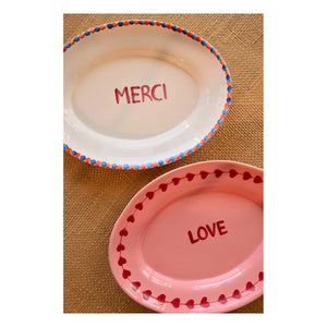 Rice - "Love" Seramik Tabak | Pembe