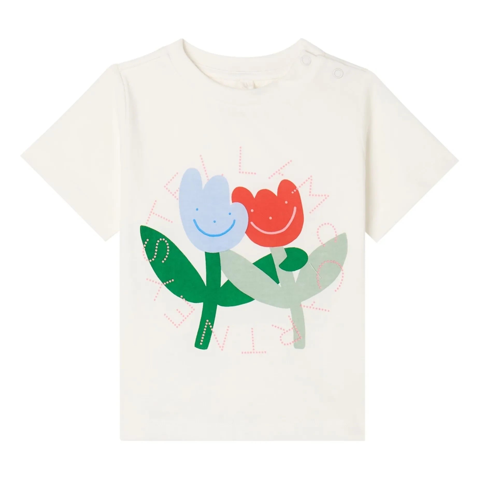 Stella McCartney Kids - Stella Fleurs Organik Pamuk Tişört | Beyaz