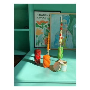 Anna + Nina - Bükümlü Mum - 9 cm | Turuncu
