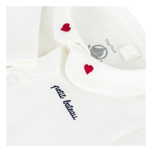 Petit Bateau - Organik Pamuk İşlemeli Yaka Body | Beyaz