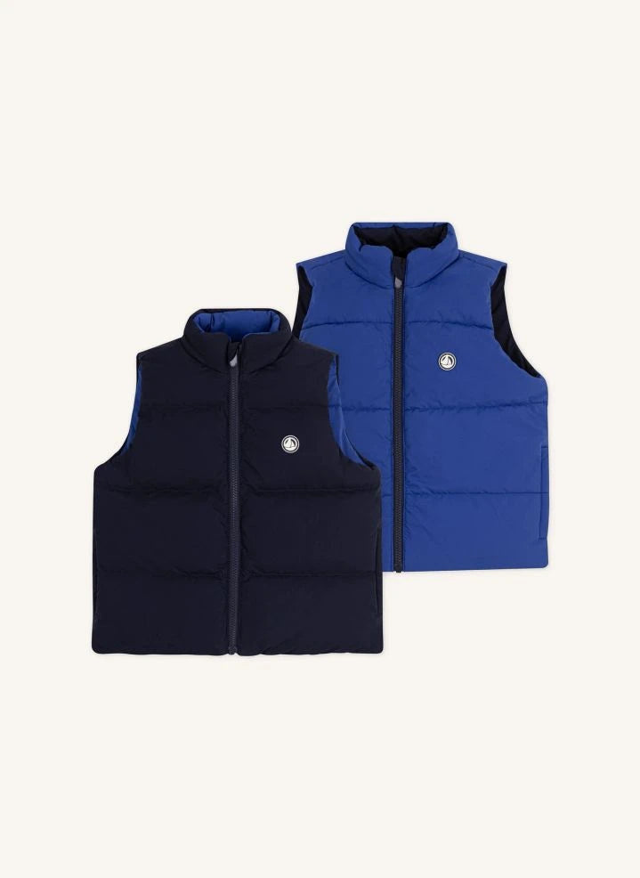 Petit Bateau - سترة منفوخة بقصة مستقرة وبدون أكمام | أزرق