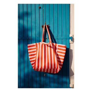 Rose in April - Elisa çizgili tote çanta | Kırmızı
