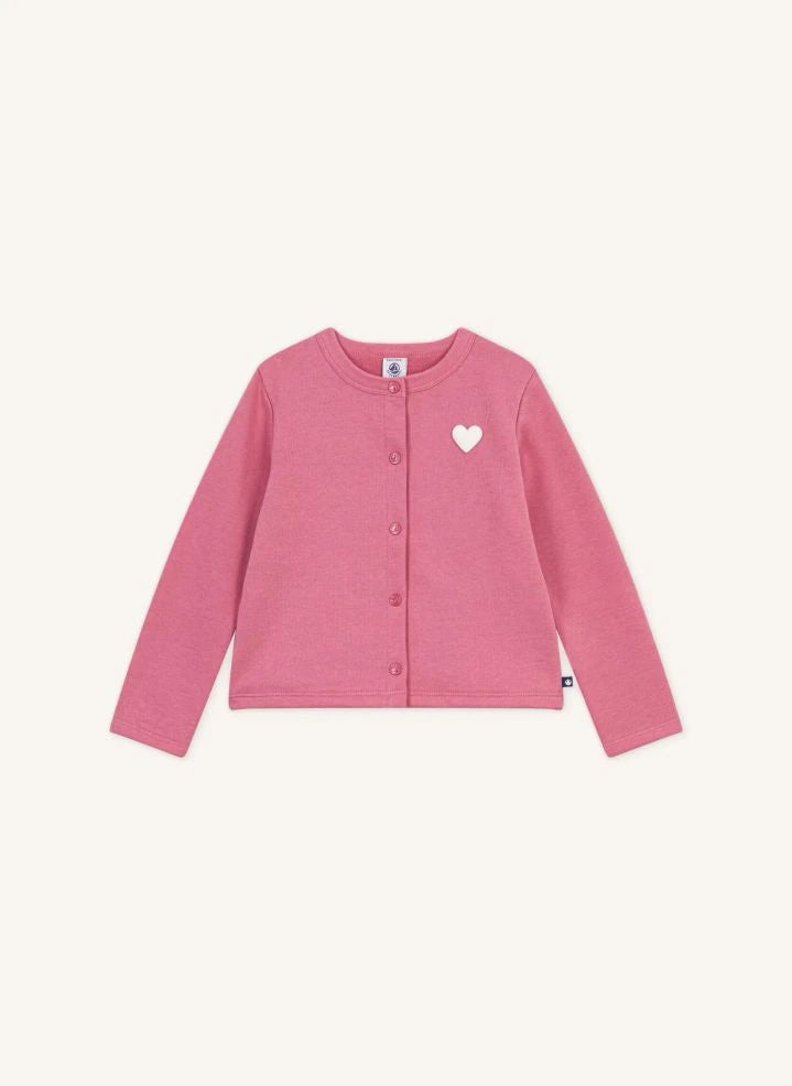Petit Bateau - كارديغان قطني عضوي | وردي باهت