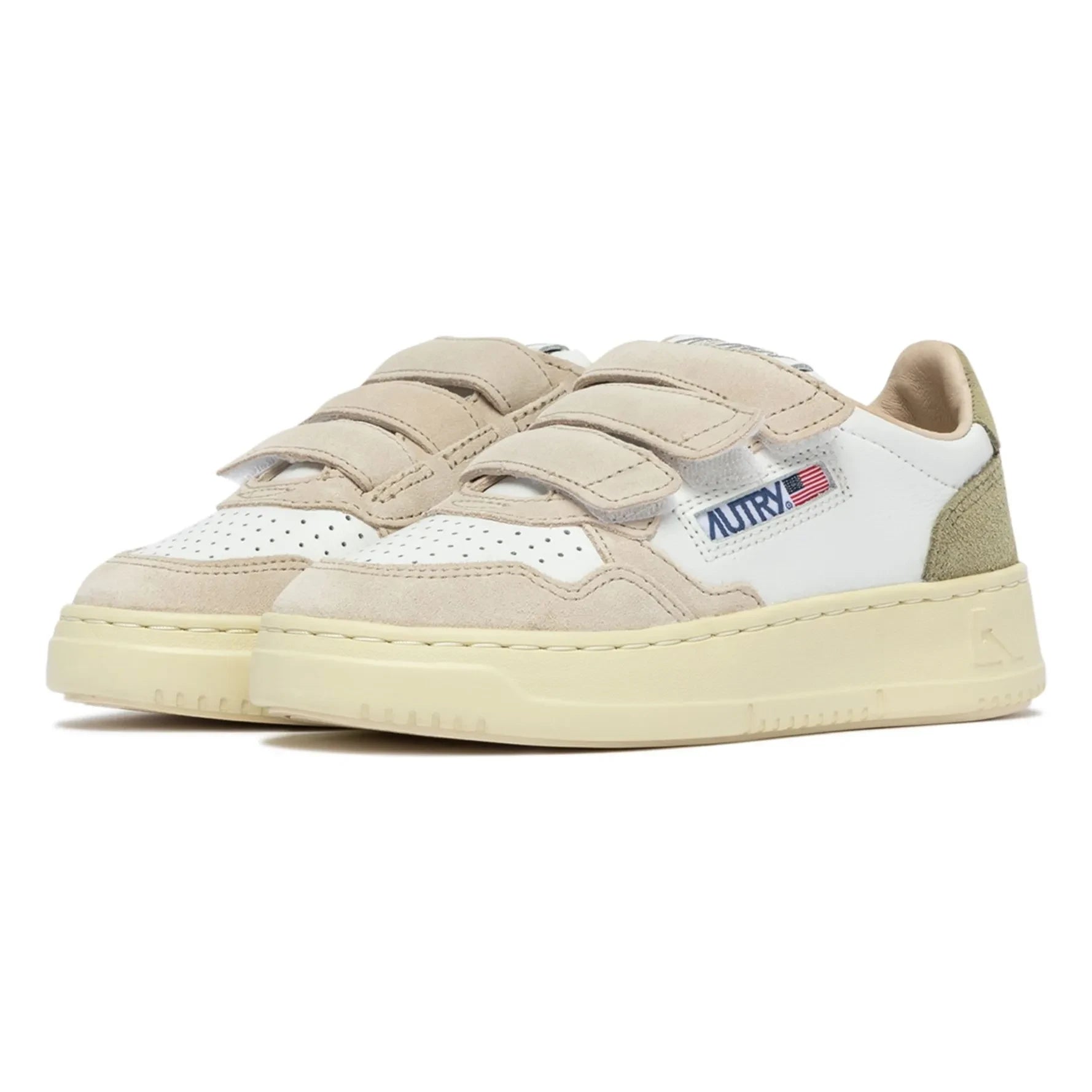Autry - Kids Kidstripes Low Tricolor Süet Sneakers | Light khaki