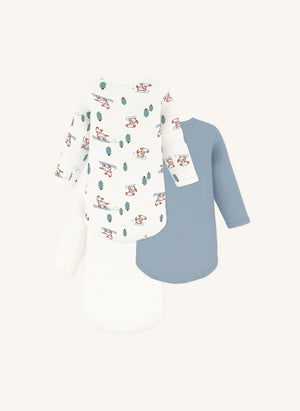Petit Bateau - طقم 3 قطع من تيشيرتات قطنية عضوية للكلاب | أبيض