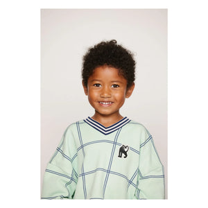 Mini Rodini - Coron Organik Kareli Sweatshirt | Yeşil