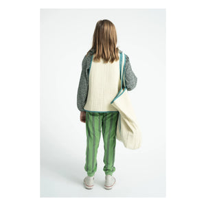 Piupiuchick - Organik pamuk havlu dokulu çizgili jogger pantolon | Yeşil