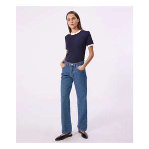 Petit Bateau - İkonik Nervürlü Tişört | Lacivert