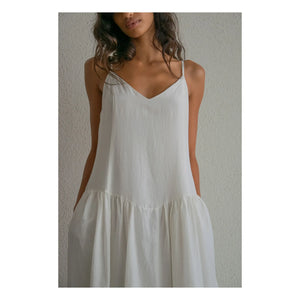 THEAVANT - Grace Cotton ve İpek Poplin Elbise | Beyaz