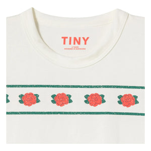 Tinycottons - Crop Roses Organik Pamuk Tişört | Beyaz
