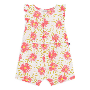 Petit Bateau - Organik Pamuklu Çiçek Desenli Krep Tulum | Beyaz