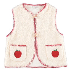 Bebe Organic - Sherpa Tarzı Kolsuz Ceket - Apples | Ecru