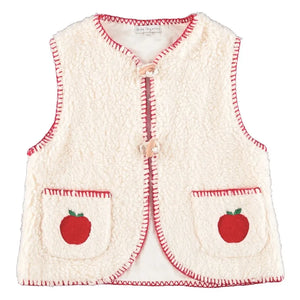 Bebe Organic - Sherpa Tarzı Kolsuz Ceket - Apples | Ecru