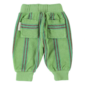 Piupiuchick - Organik pamuk havlu dokulu çizgili jogger pantolon | Yeşil