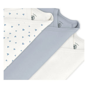 Petit Bateau - 3'lü Organik Pamuk Kalpli Çapraz Bedenler | Beyaz