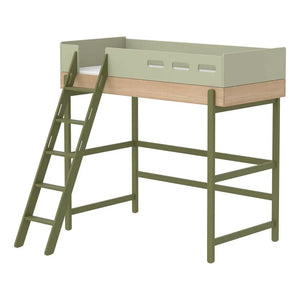Flexa - Eğimli Merdivenli Popsicle Mezzanine Yatak 90x200cm | Yeşil
