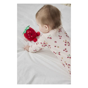 Petit Lem - Ayaklı Pijama Çilek Ribana Organik Pamuk | Pembe