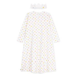 Petit Bateau - Organik pamuklu kalpli ve taçlı gecelik seti | Beyaz