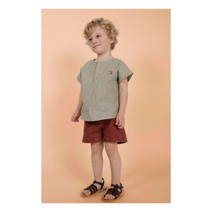 Loir - Kurta Bel Detaylı Bluz Organik Keten | Yeşil