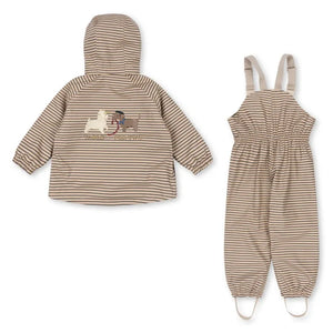 Konges Sløjd - طقم مطر مخطط | بيج