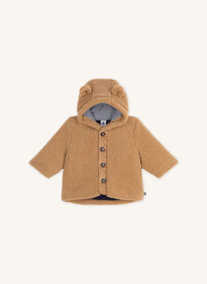 Petit Bateau - معطف شيربا بأذنين | بيج