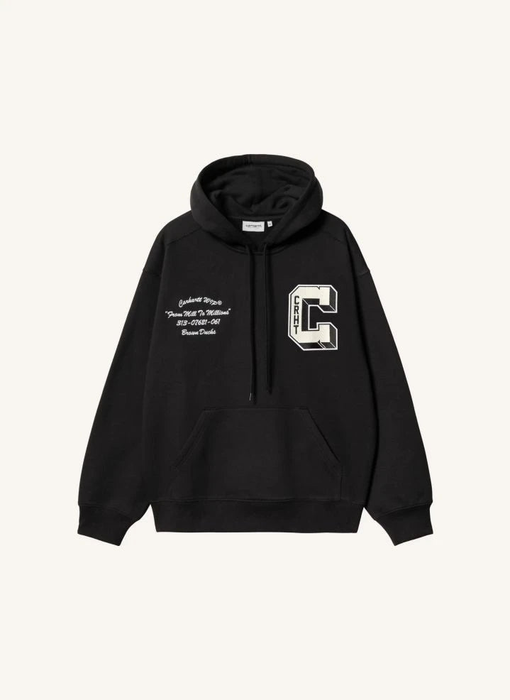 Carhartt WIP - سويت شيرت بغطاء رأس بطبعة البط البني | أسود