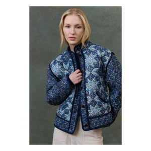 Louise Misha - Omotayo Midnight Star Patchwork Organik Pamuk Ceket - Kadın Koleksiyonu | Mavi
