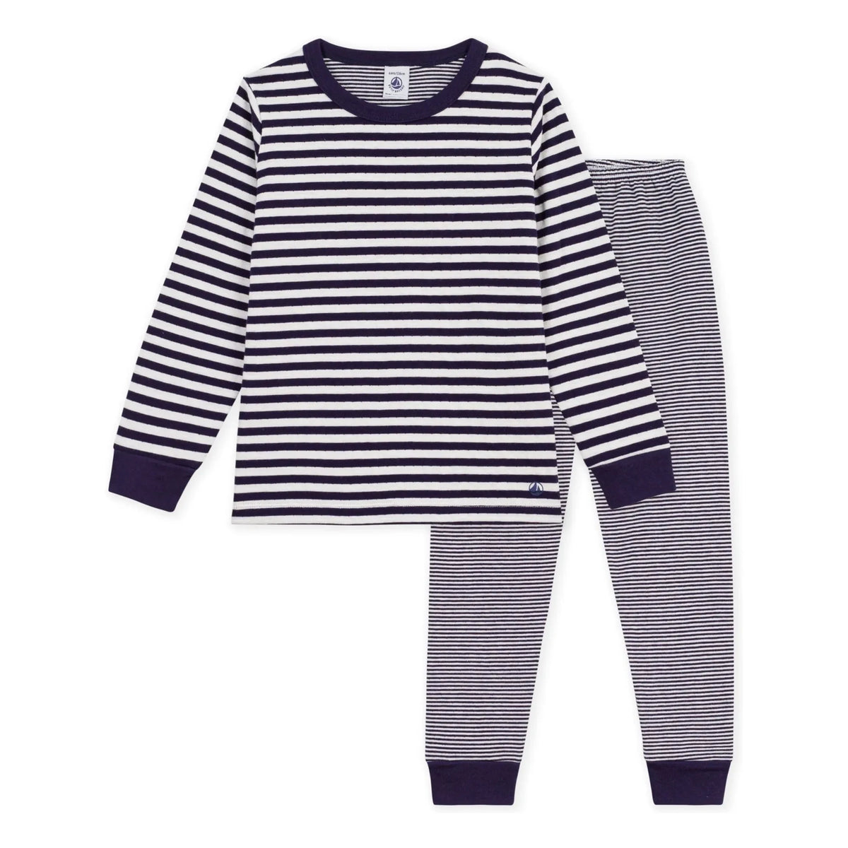 Petit Bateau - بيجاما قطنية مخططة органик | كحلي