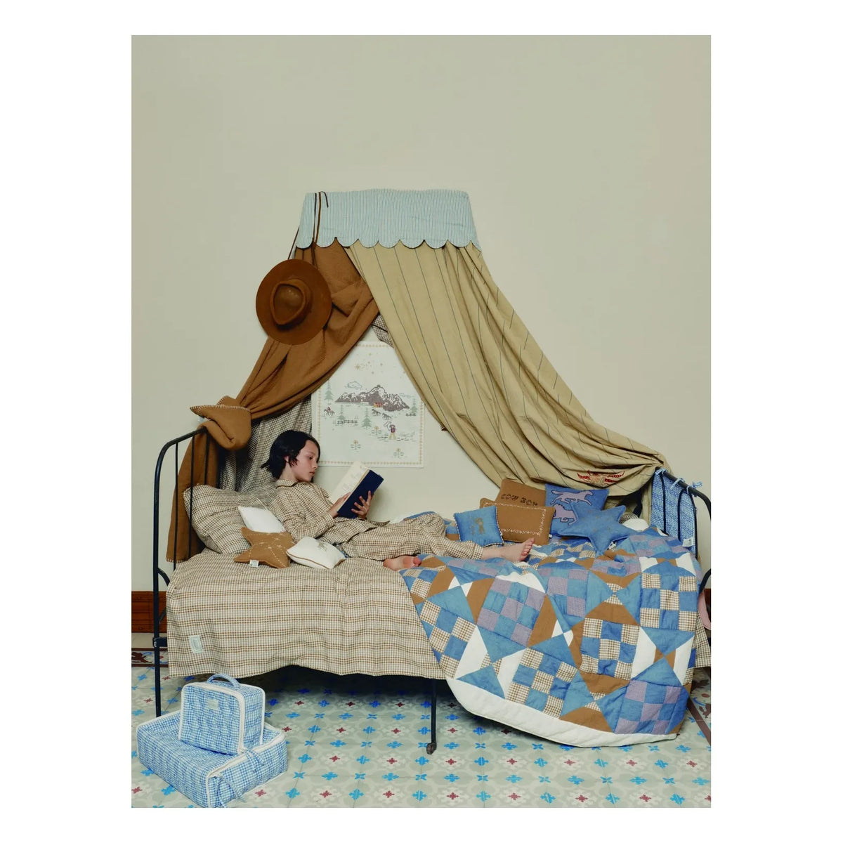 Editions Aimable - طقم سرير Paulette | Noisette Vichy Pamuk