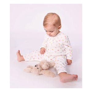 Petit Bateau - Dors Bien Cœurs Bouclette Kadife Pamuklu Pijama | Beyaz