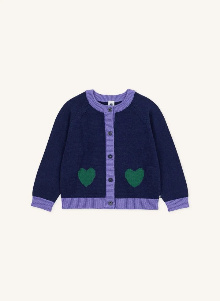 Petit Bateau - Wool Hearts كارديغان | كحلي