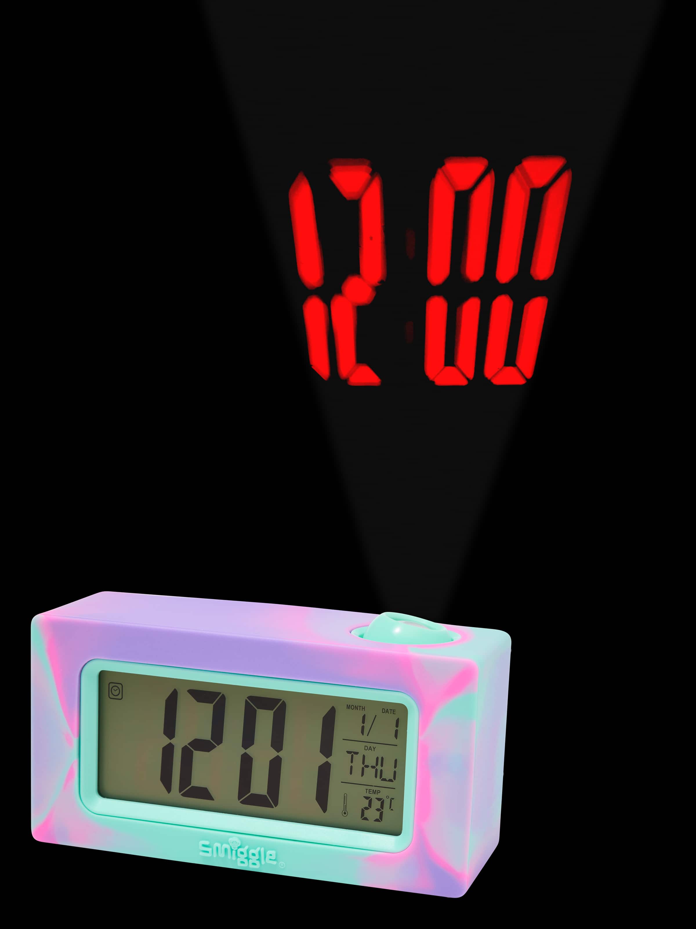 Smiggle - Projektörlü Işıklı Dijital Masa Saati-Dinossi