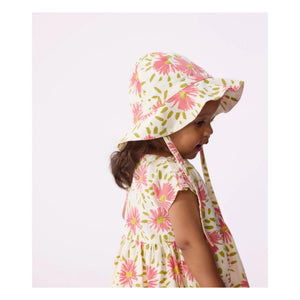 Petit Bateau - Organik Pamuk Crépon Çiçekli Capeline | Ekru