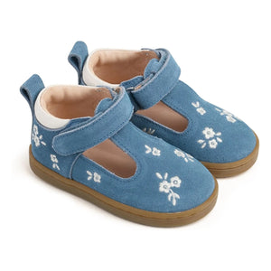 Lazare - Babies İşlemeli Pia Etoile Çiçekler Süet | Denim Mavisi