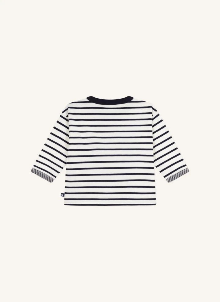 Petit Bateau - قطن عضوي | تيشيرت جيب Sailor's الأبيض