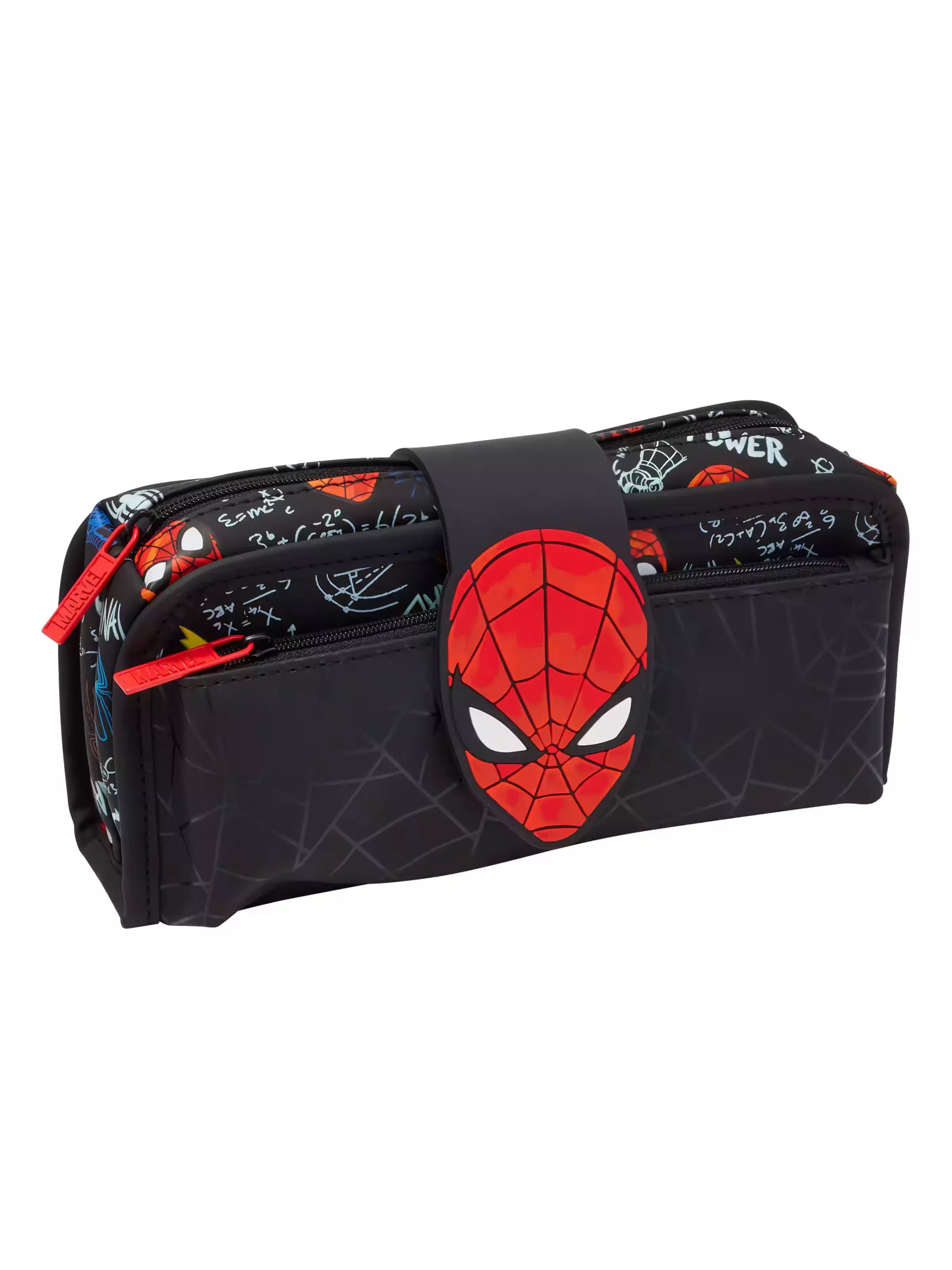 Smiggle - Marvel Spiderman Çift Gözlü Kalem Kutusu-Dinossi