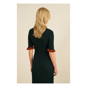 Maria de la Orden - Magda Ekstra İnce Merinos Yünlü Elbise | Koyu yeşil