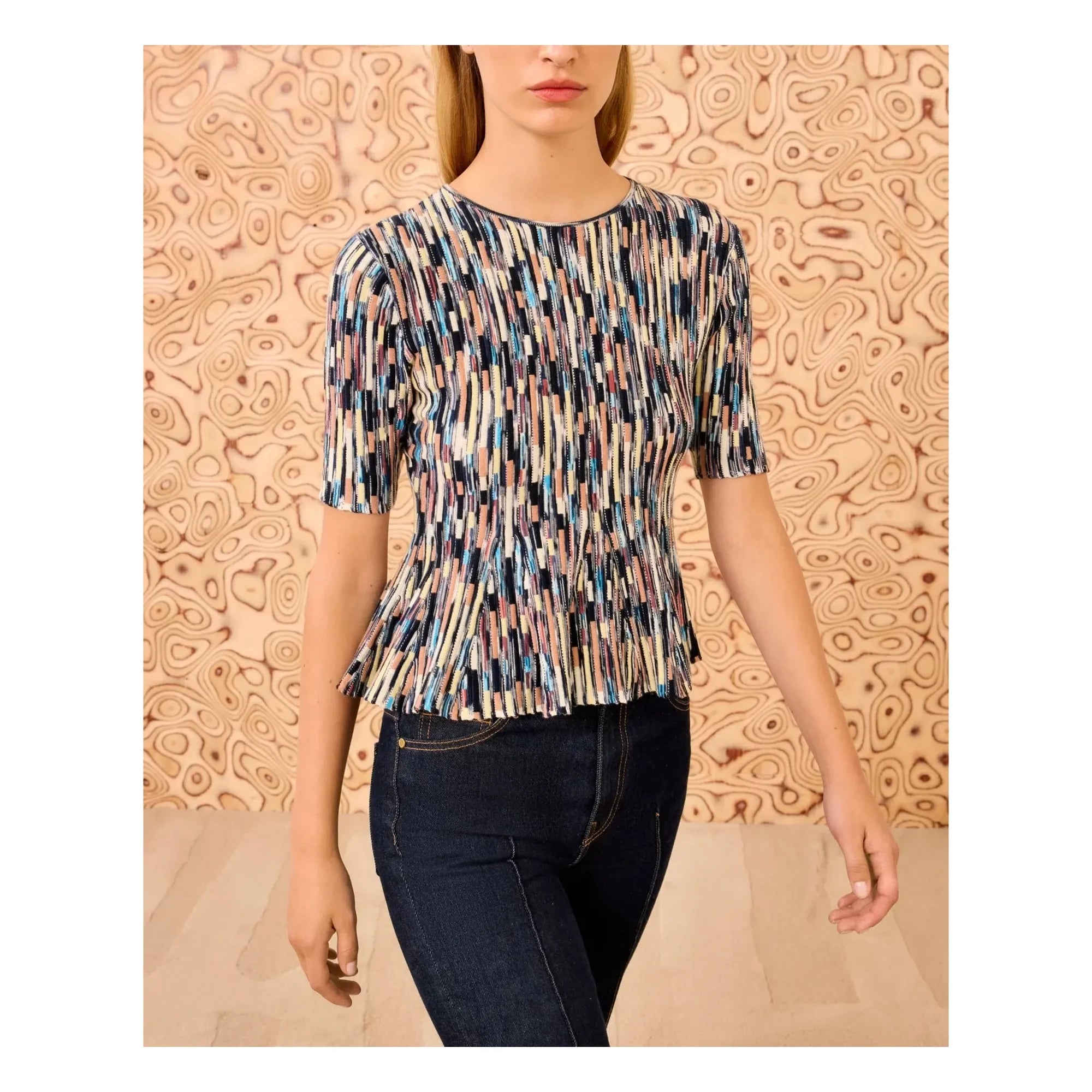 Ulla Johnson - Samira örgü T-shirt | Mavi