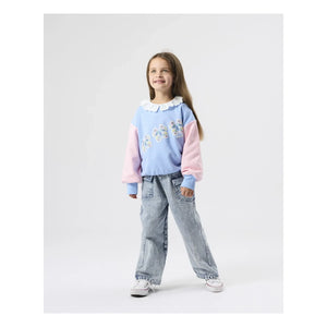 Goldie + Ace - Büyük Kesim Kelebek Sweatshirt | Mavi