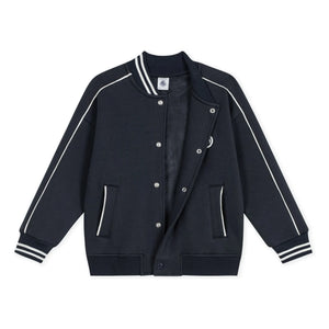 Petit Bateau - Düz Organik Pamuklu Teddy Ceket | Lacivert