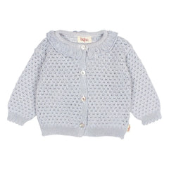 Búho - Cardigan Pointelle Boho Organik Pamuk | Açık mavi