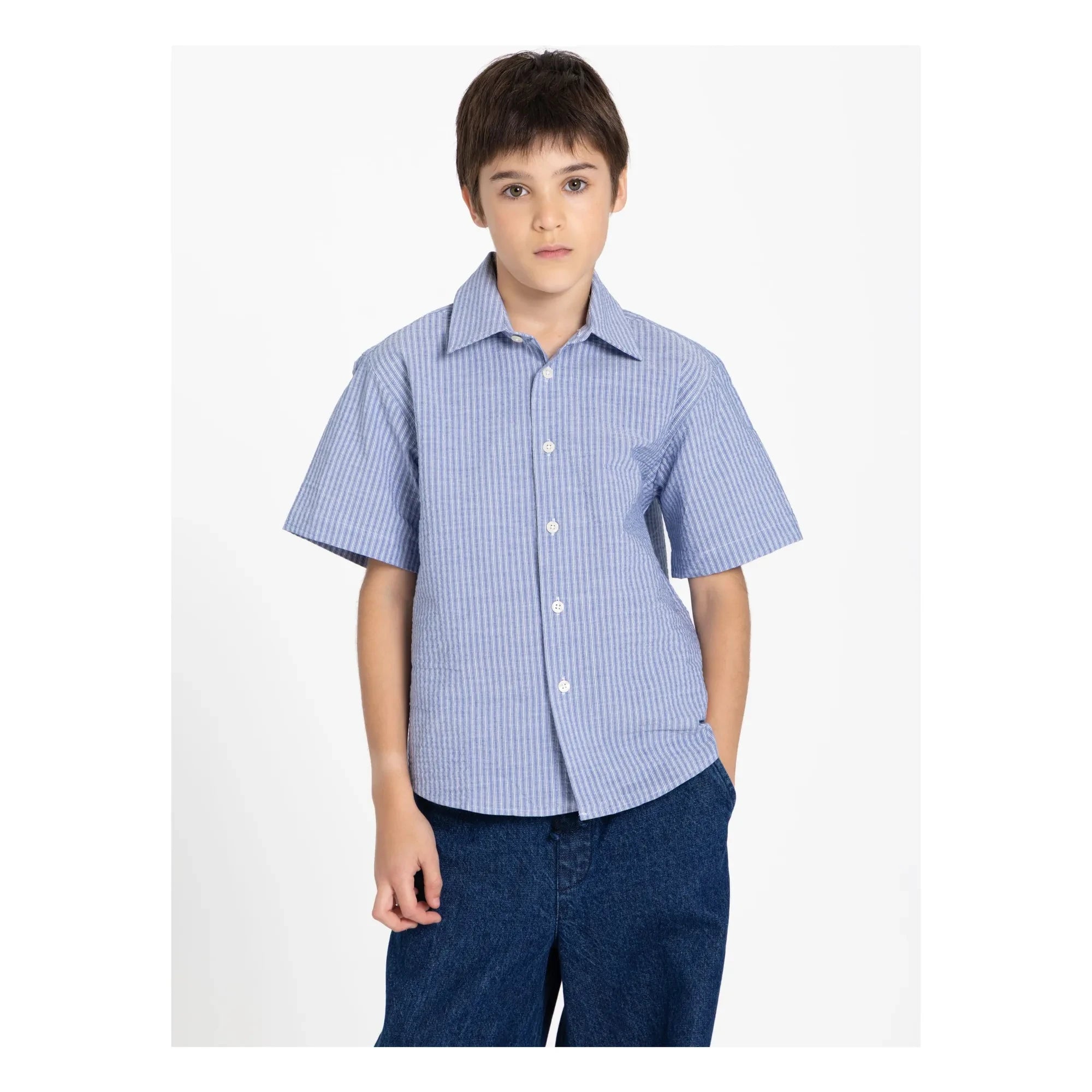 Smallable Kid - Çizgili Paco gömlek | Buz Mavisi