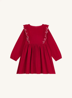 Petit Bateau - Organik pamuklu fırfırlı elbise | Kırmızı
