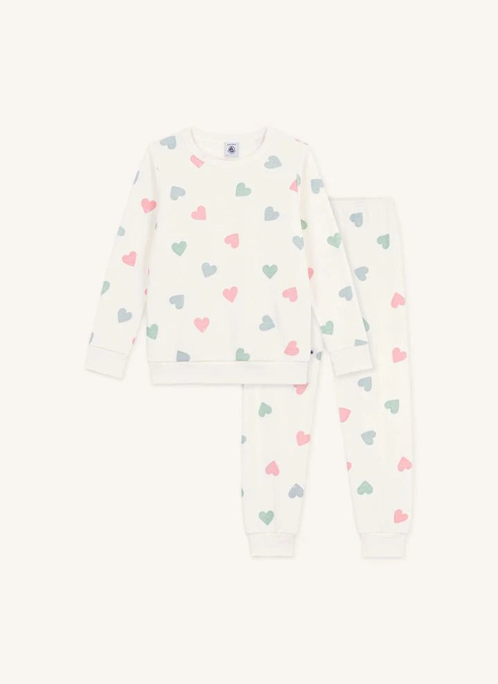 Petit Bateau - بيجاما مزينة بقلوب من مودال إسفنجي | إكرو
