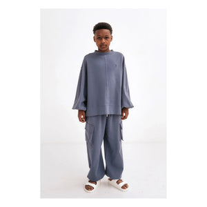 Repose AMS - Kutu formunda organik pamuklu sweatshirt | Kömür grisi