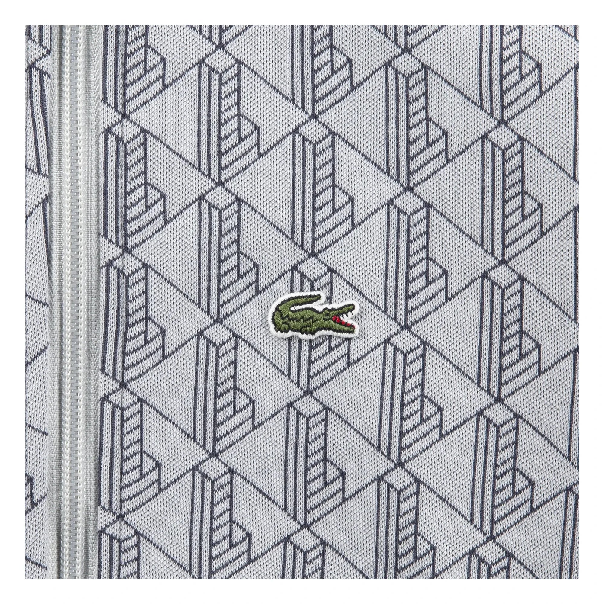 Lacoste - Monogramlı Fermuarlı Sweatshirt Organik Pamuk | Açık gri