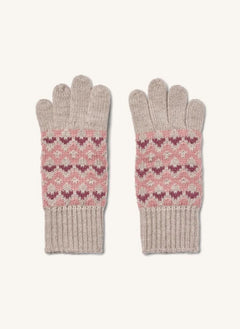 Wheat - Bobbe Hearts Merinos Yün Eldivenler | Pembe
