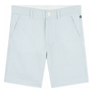 Petit Bateau - Çizgili Bermuda Şort Seersucker Organik Pamuk | Açık Mavi