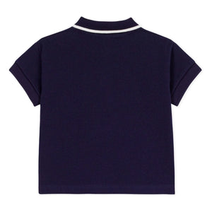 Petit Bateau - Organik pamuklu bebek polo tişört | Gece mavisi