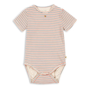 Konges Sløjd - Çizgili Organik Pamuk Kısa Kollu Body | Kırmızı